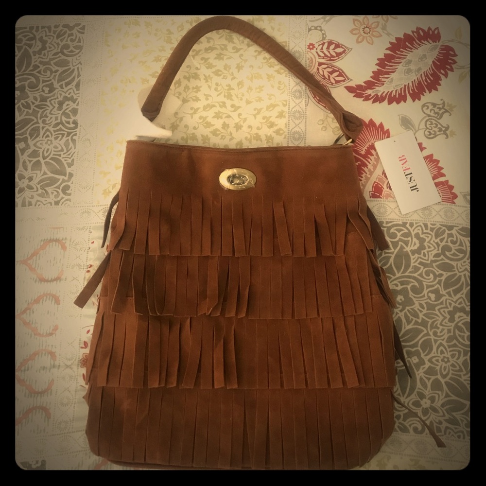 Faux Suede Boho Fringe Purse
